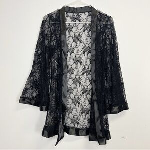 Mapale Robe Womens S/M Black Sheer Lace Open Front Lingerie NWT NEW